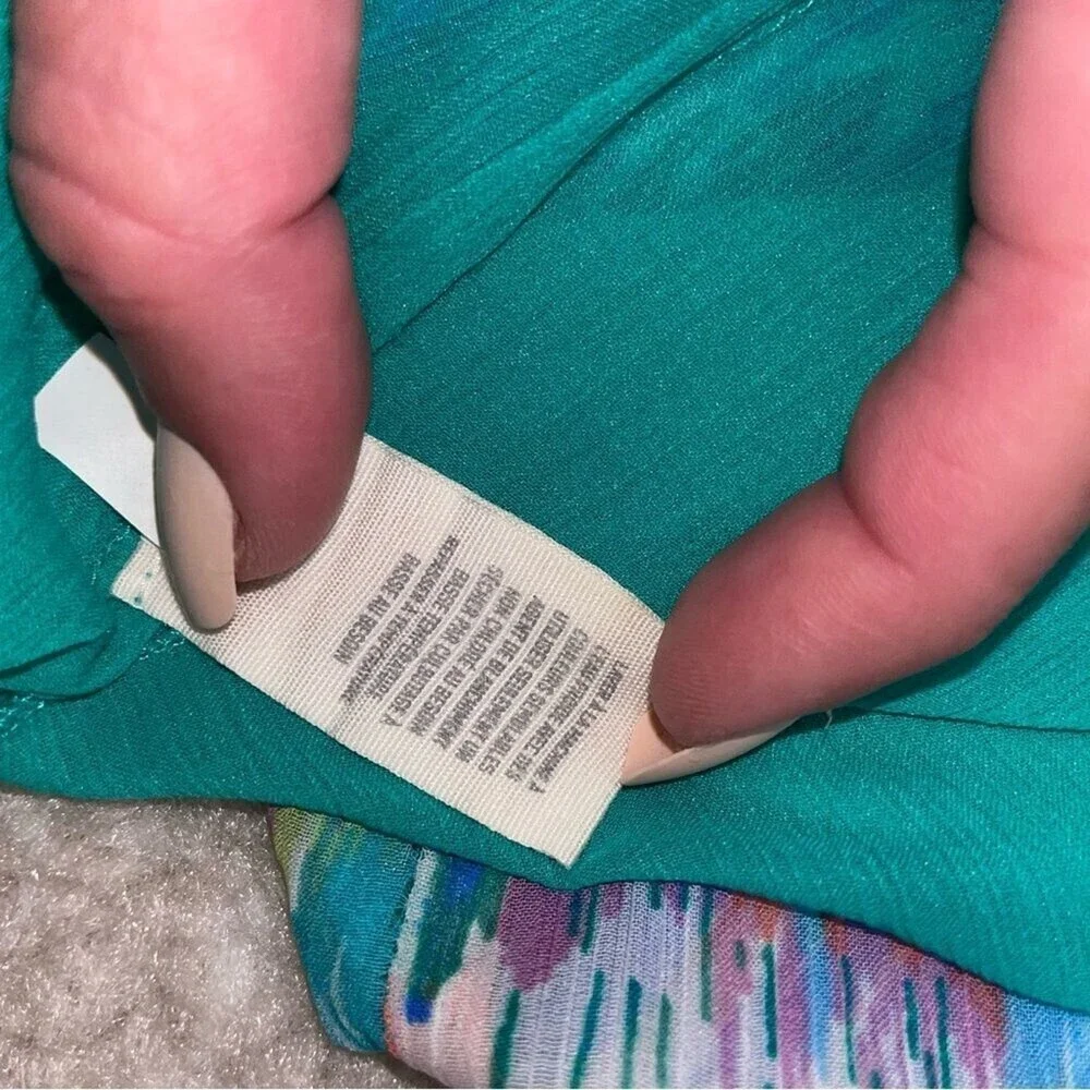 Aerie lightweight multicolor maxi elastic waist skirt in teal & pink SM